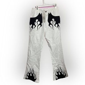 White and Black Flame Fire Pants Size 8